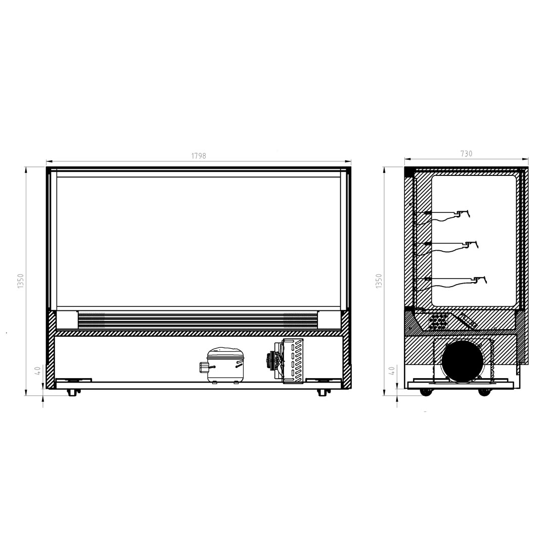 Image of Bonvue GAN-1800RF3 Modern 3 Shelves Cake or Food Display