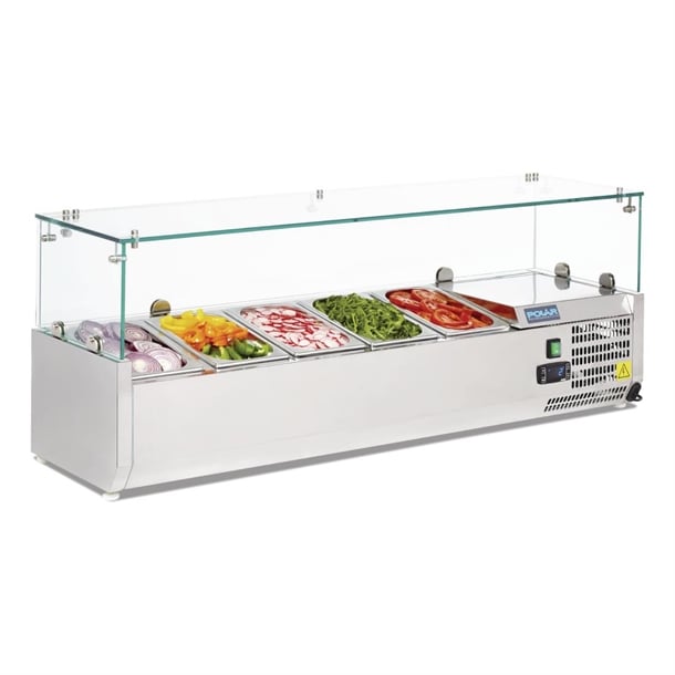 Image of Polar G-Series Countertop Prep Fridge 5x 1/4GN with Glass Sneeze guard