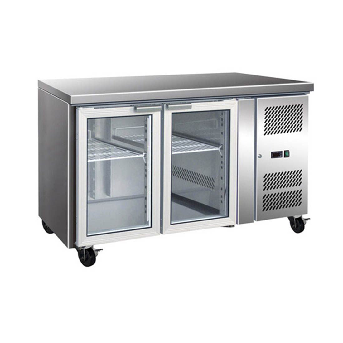Image of Thermaster GN2100TNG 2 Glass Door Gastronorm Bench Fridge