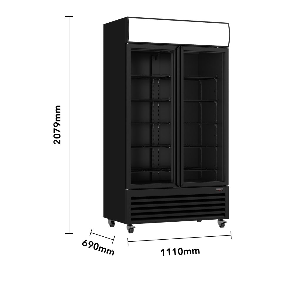 Image of Thermaster LG-1000BP Colourbond Upright Beverage Fridge 2 Doors Black