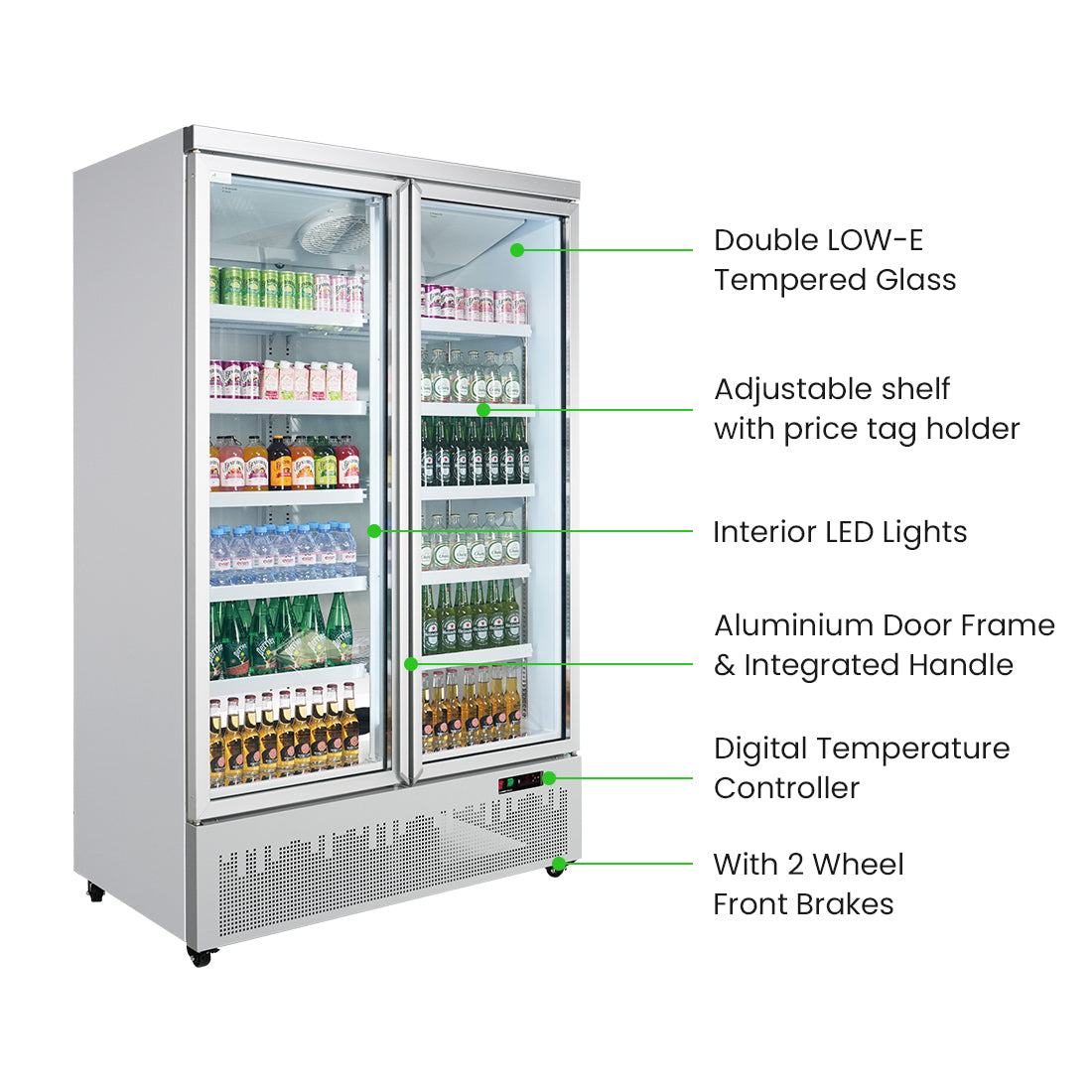 Image of Thermaster LG-1000GBM Double Door Supermarket Fridge