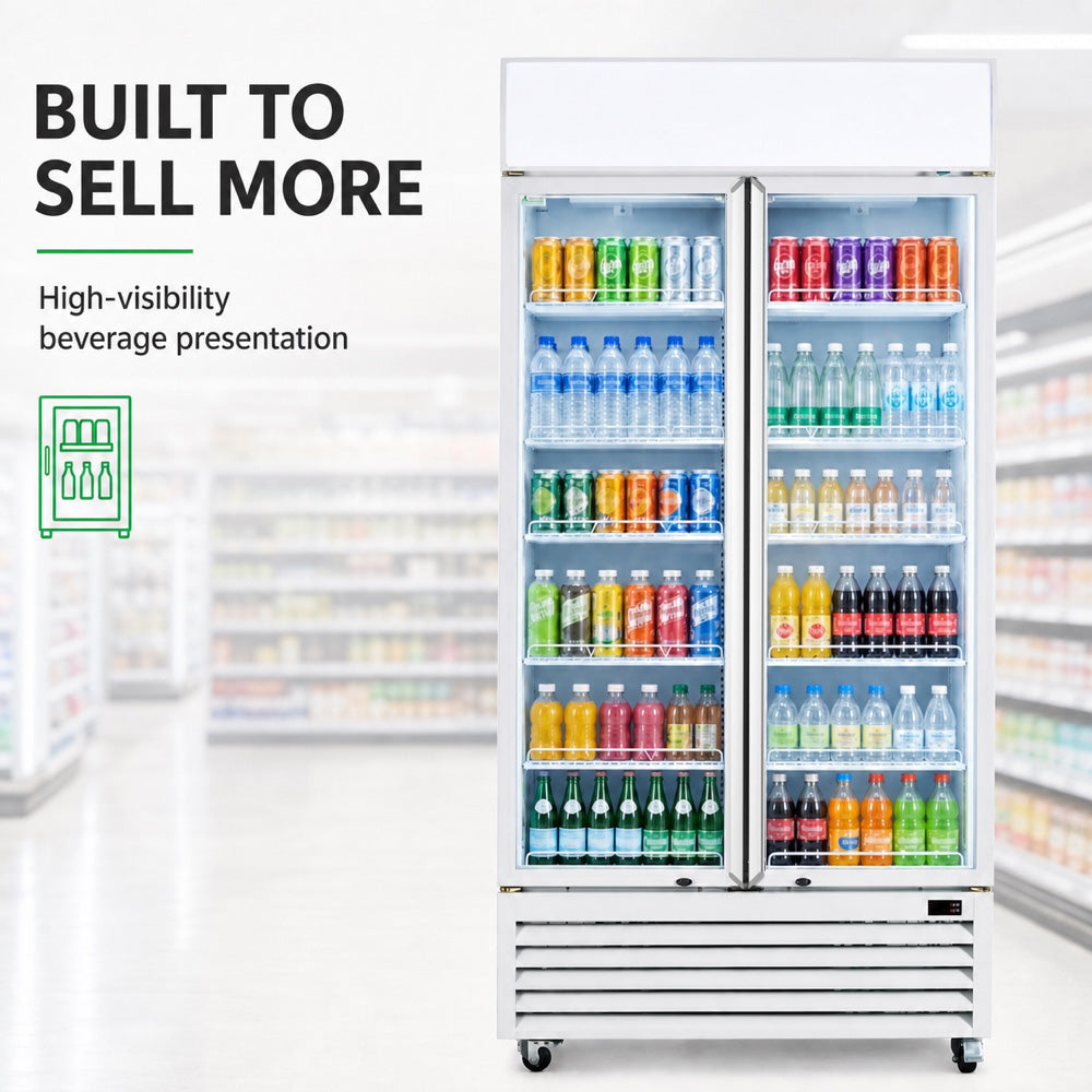 Image of Thermaster LG-1000P Colourbond Upright Beverage Fridge 2 Doors White