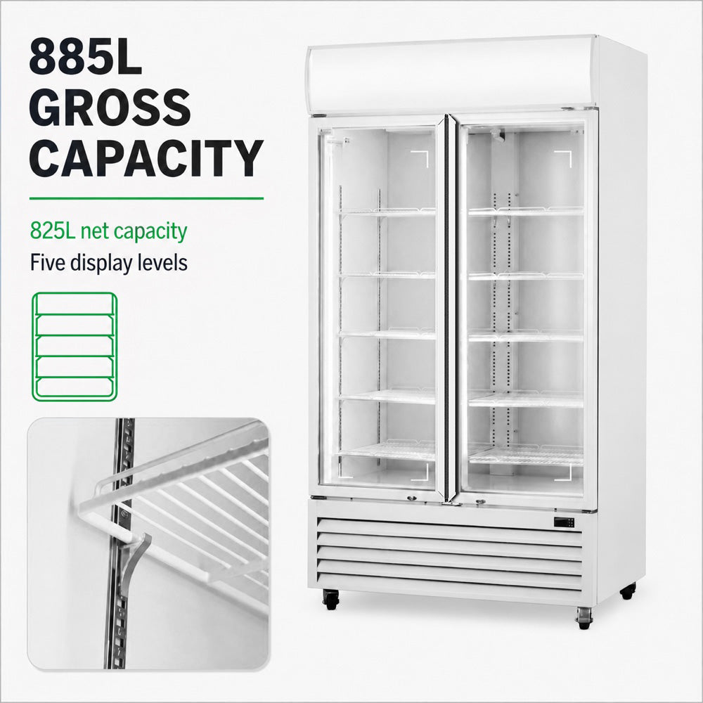 Image of Thermaster LG-1000P Colourbond Upright Beverage Fridge 2 Doors White