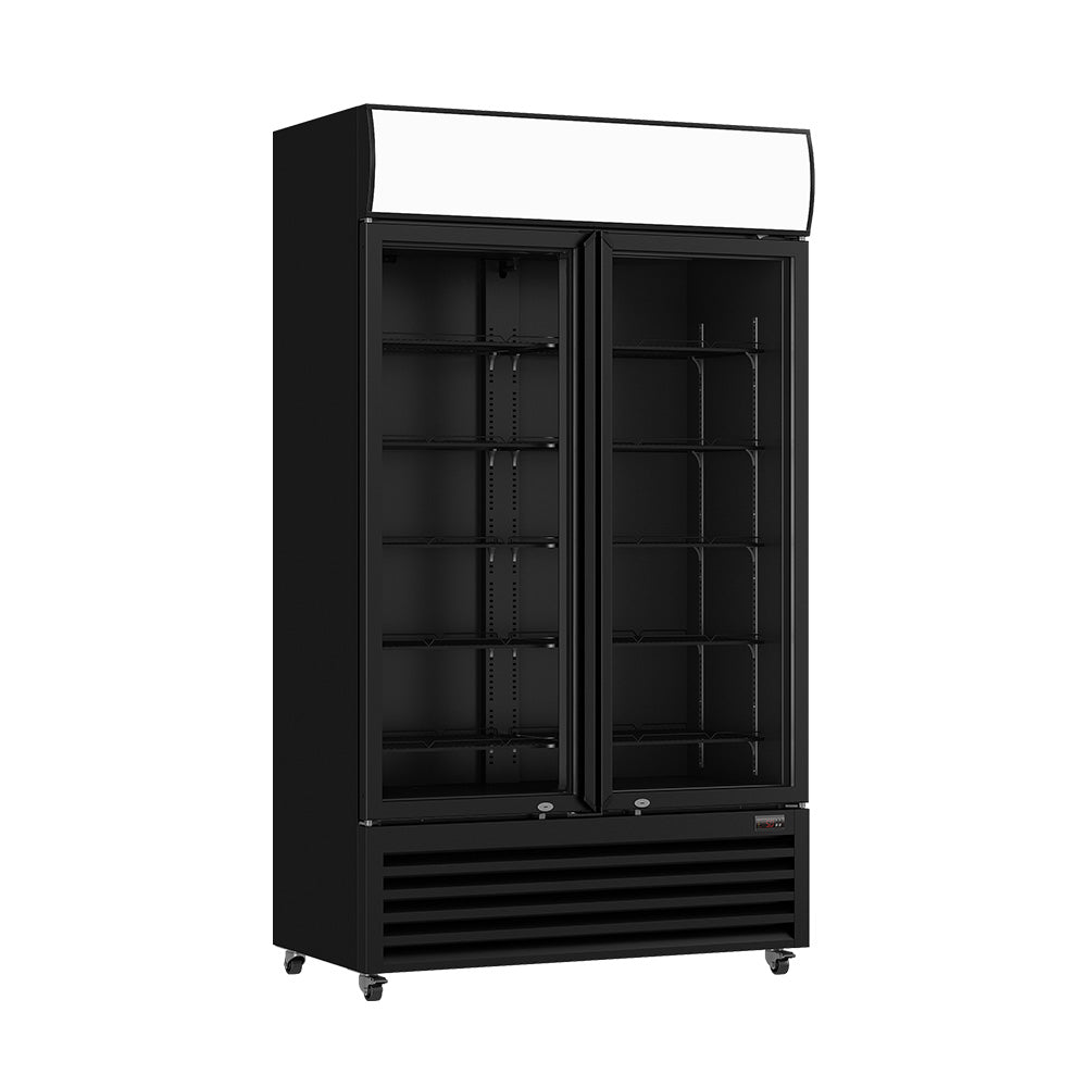 Image of Thermaster LG-1200BP Large Two Glass Door Colourbond Upright Drink Fridge