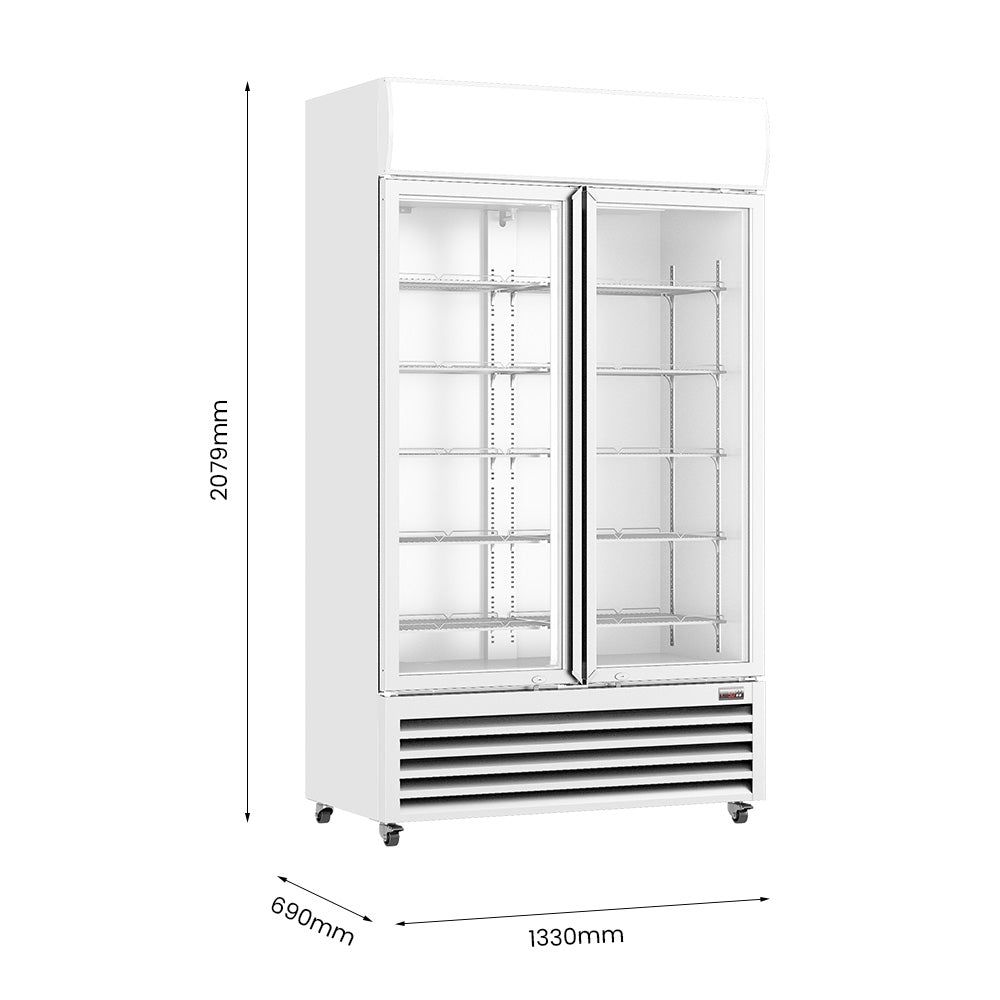 Image of Thermaster LG-1200P Large Two Glass Door Colourbond Upright Drink Fridge
