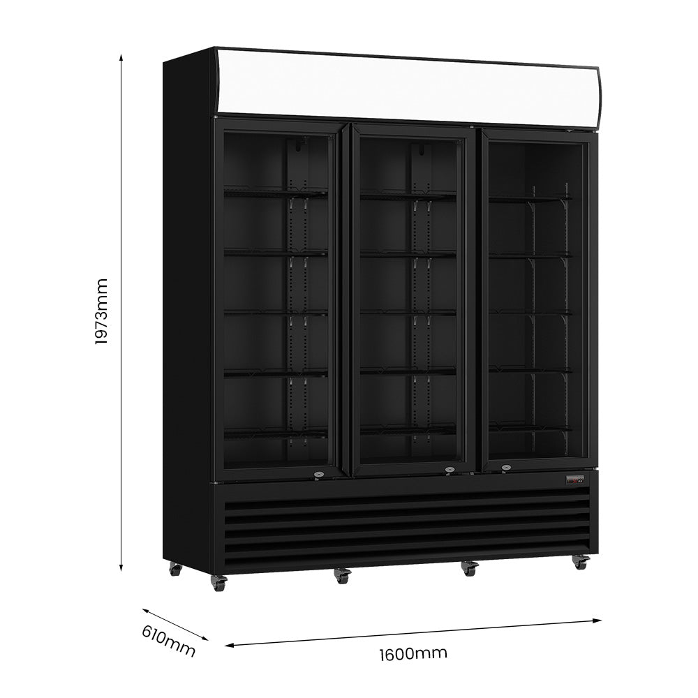 Image of Thermaster LG-1203BP Three Glass Door Colourbond Upright Drink Fridge