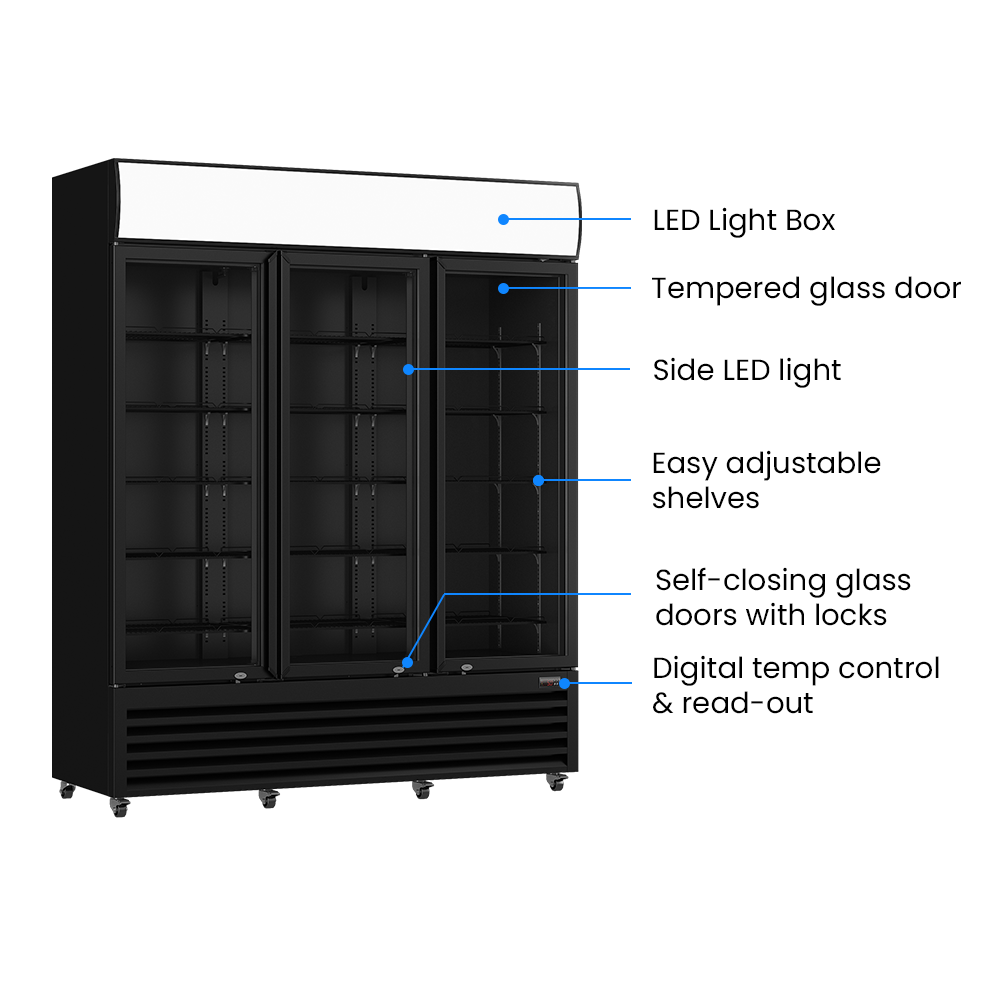 Image of Thermaster LG-1203BP Three Glass Door Colourbond Upright Drink Fridge