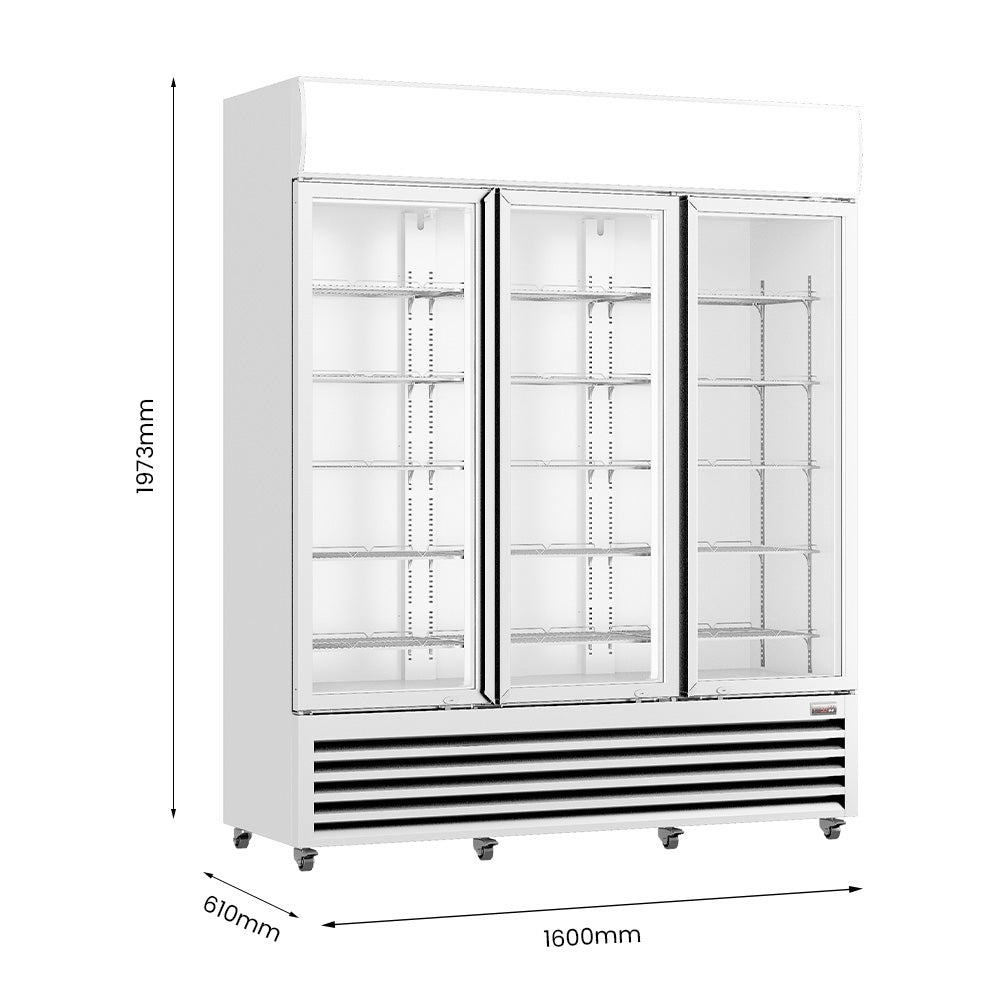 Image of Thermaster Three Glass Door Colourbond Upright Drink Fridge LG-1203P