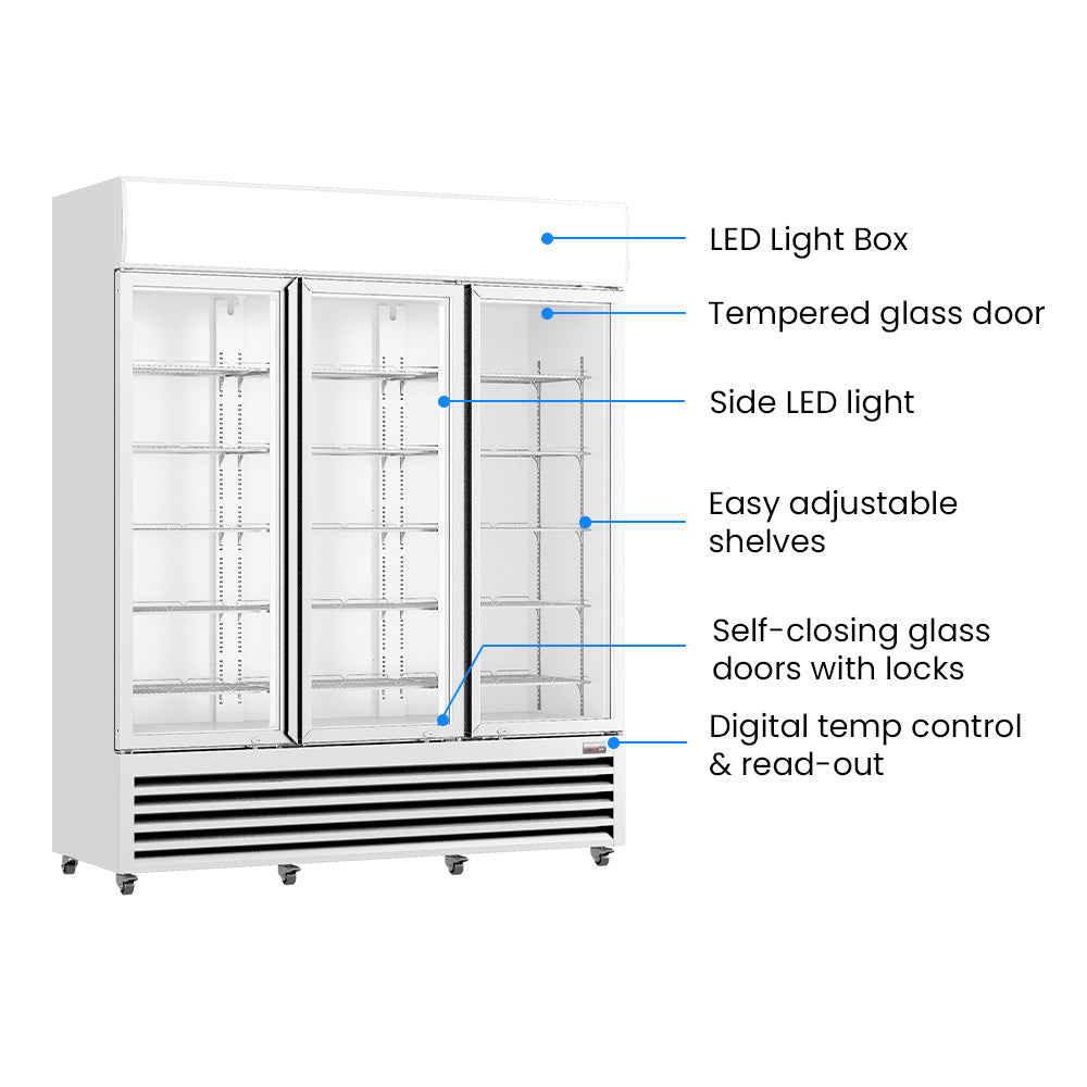 Image of Thermaster Three Glass Door Colourbond Upright Drink Fridge LG-1203P