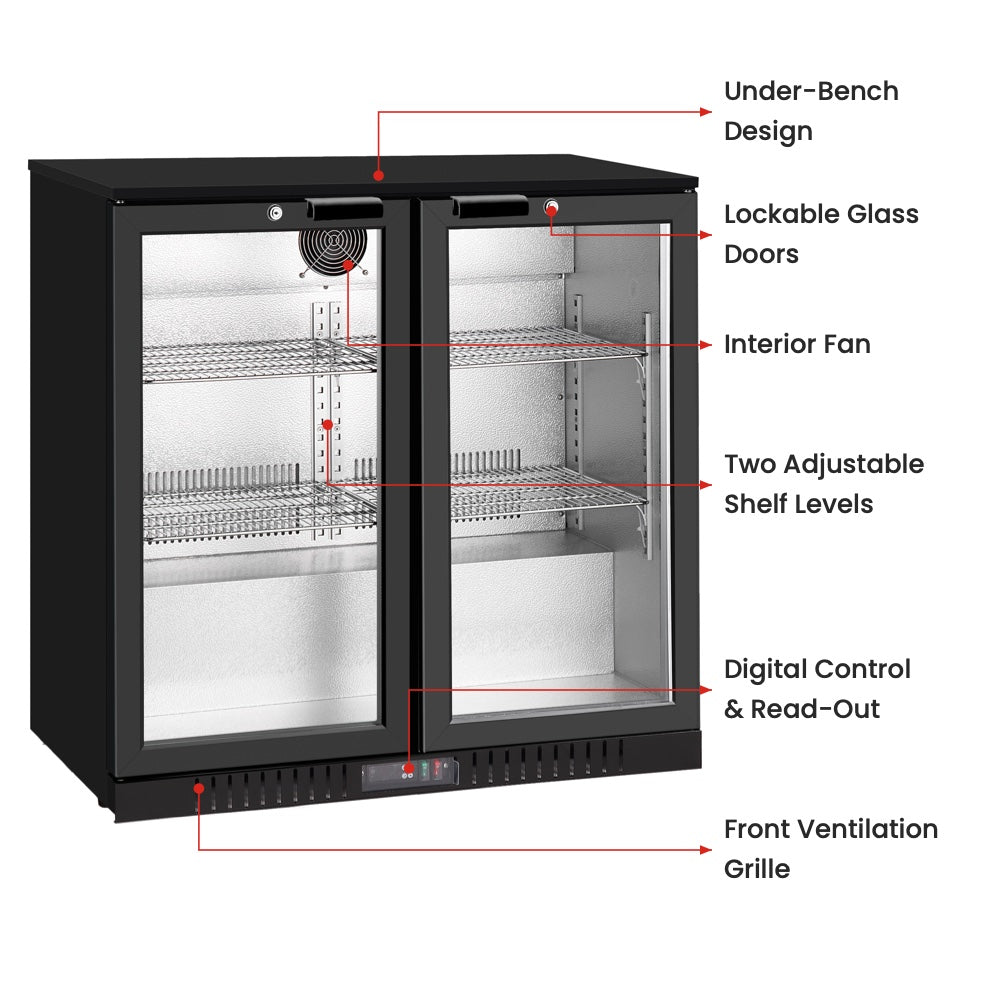 Image of Thermaster LG-208HC Under Bench Two Door Bar Fridge/Cooler