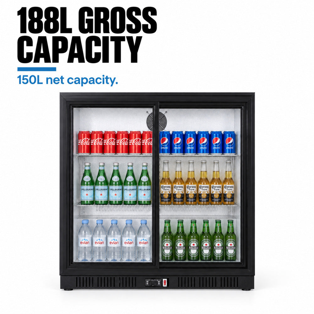 Image of Thermaster LG-208SC Under Bench Two Sliding Door Bar Fridge/Cooler