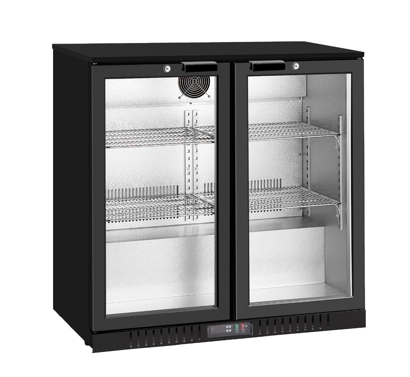 Image of Thermaster LG-208TD Under Bench double Heated Glass Doors Bar Fridge/Cooler with heater switch
