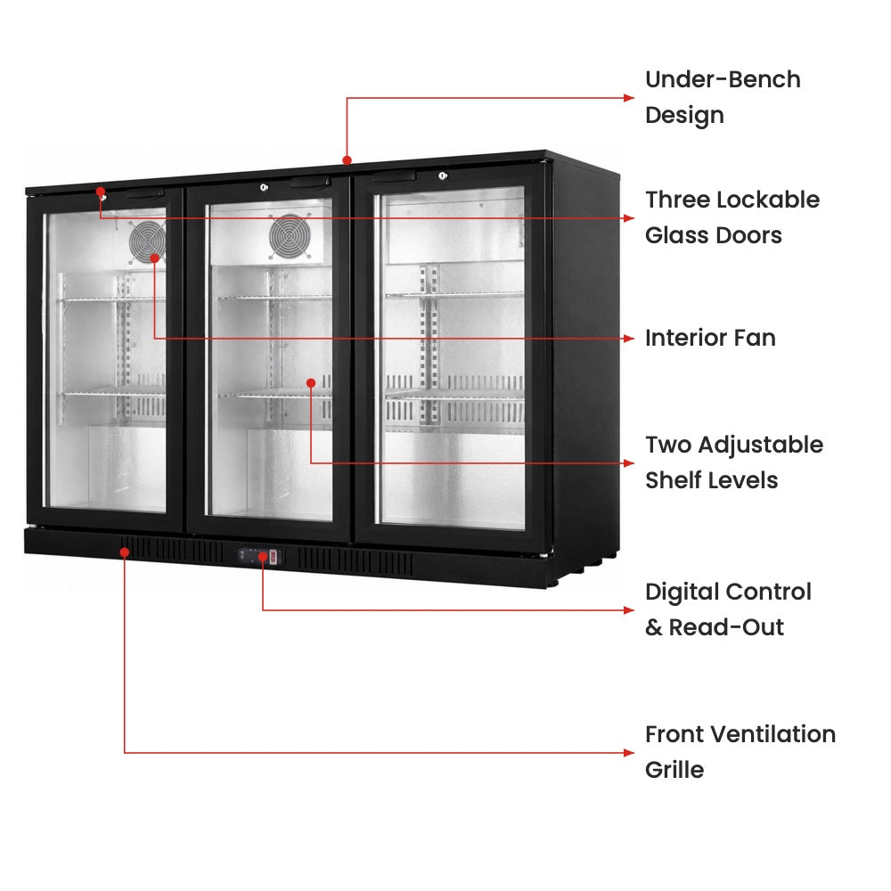 Image of Thermaster LG-330HC Under Bench Three Door Bar Fridge/Cooler