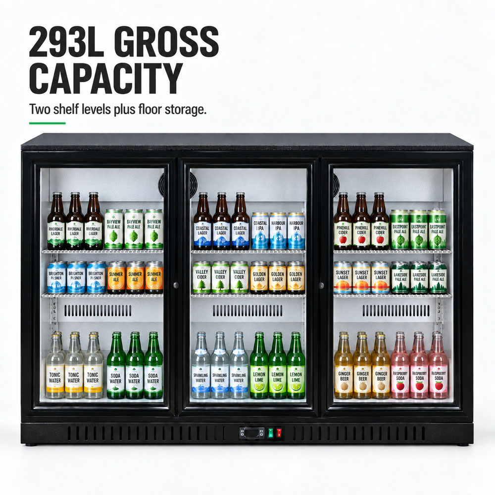 Image of Thermaster LG-330SC Under Bench Three Sliding Door Bar Fridge/Cooler