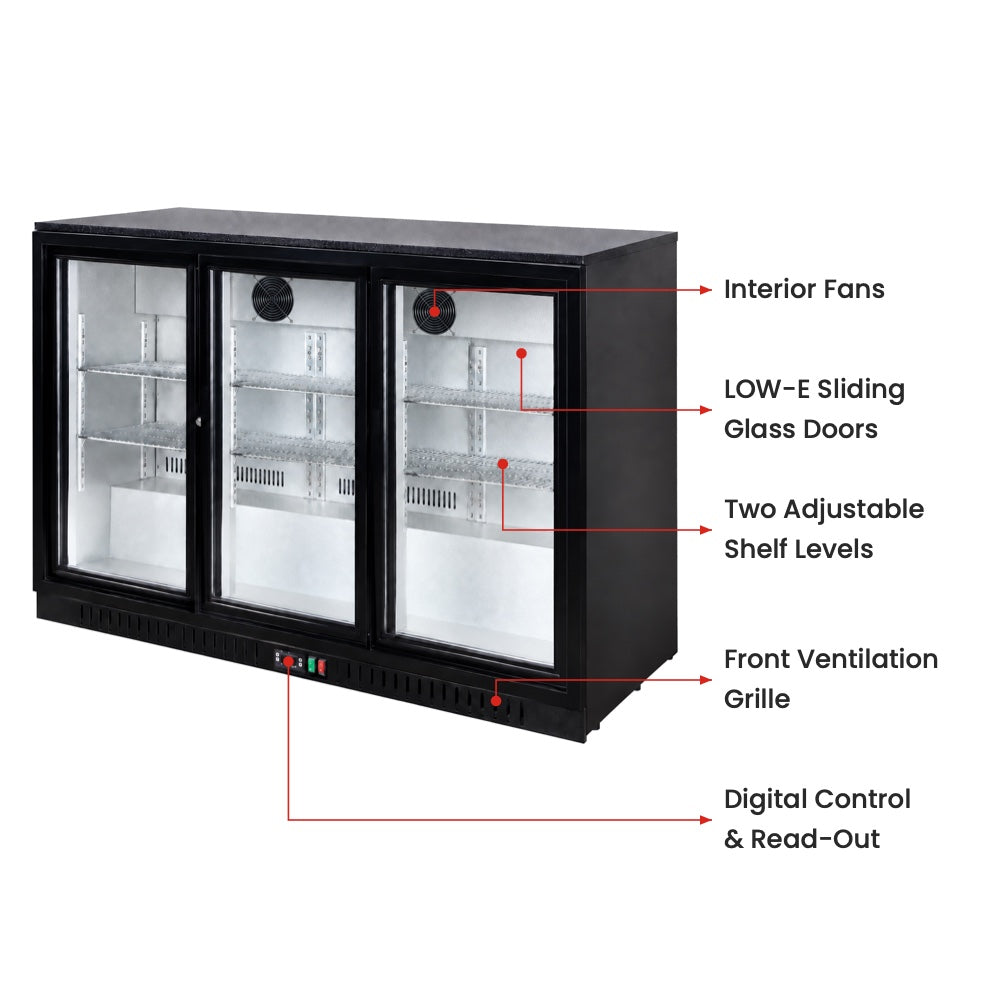 Image of Thermaster LG-330SC Under Bench Three Sliding Door Bar Fridge/Cooler
