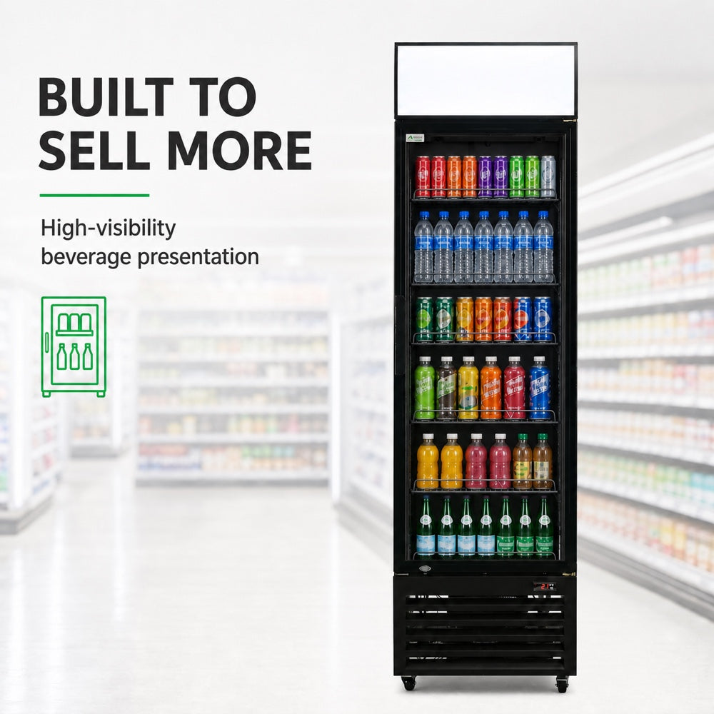Image of Thermaster LG-370BP Single Glass Door Colourbond Upright Drink Fridge