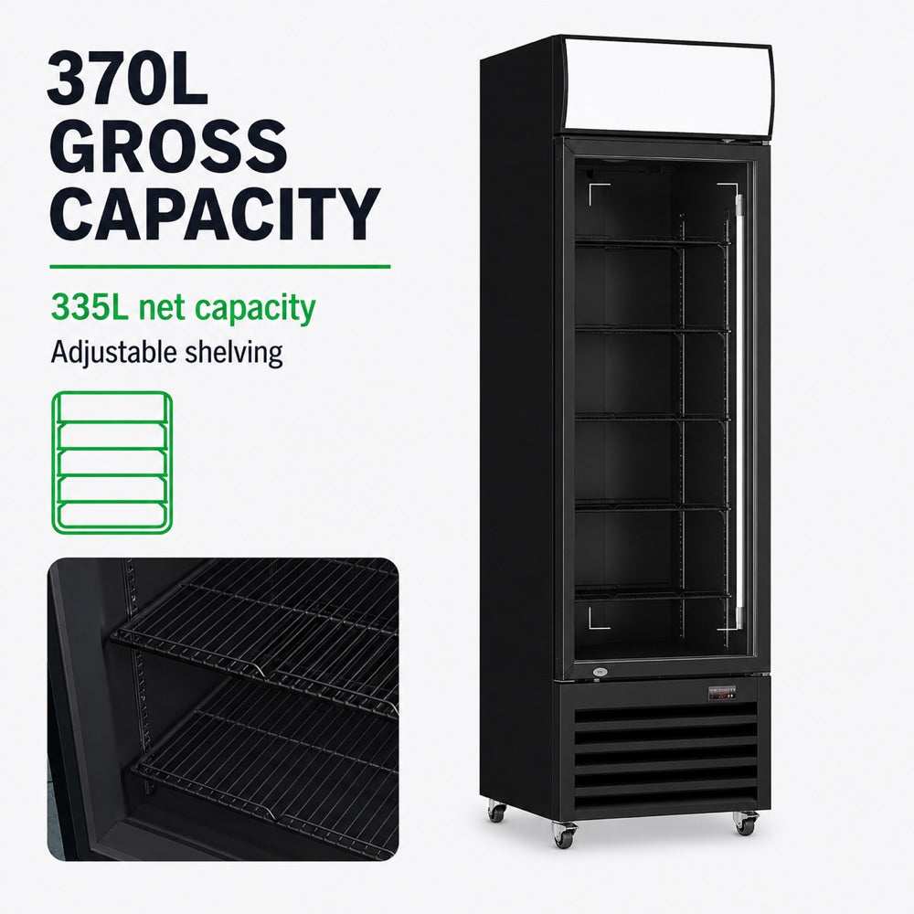Image of Thermaster LG-370BP Single Glass Door Colourbond Upright Drink Fridge
