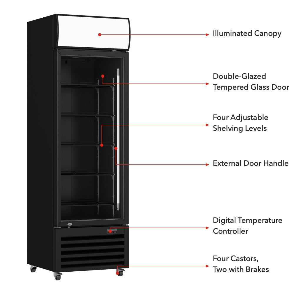 Image of Thermaster LG-370BP Single Glass Door Colourbond Upright Drink Fridge