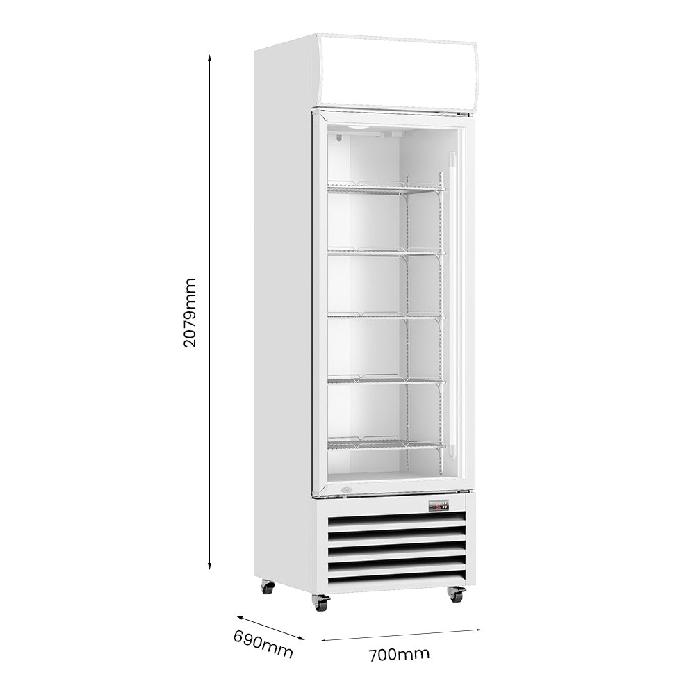 Image of Thermaster LG-540P Single Glass Door Colourbond Upright Drink Fridge White