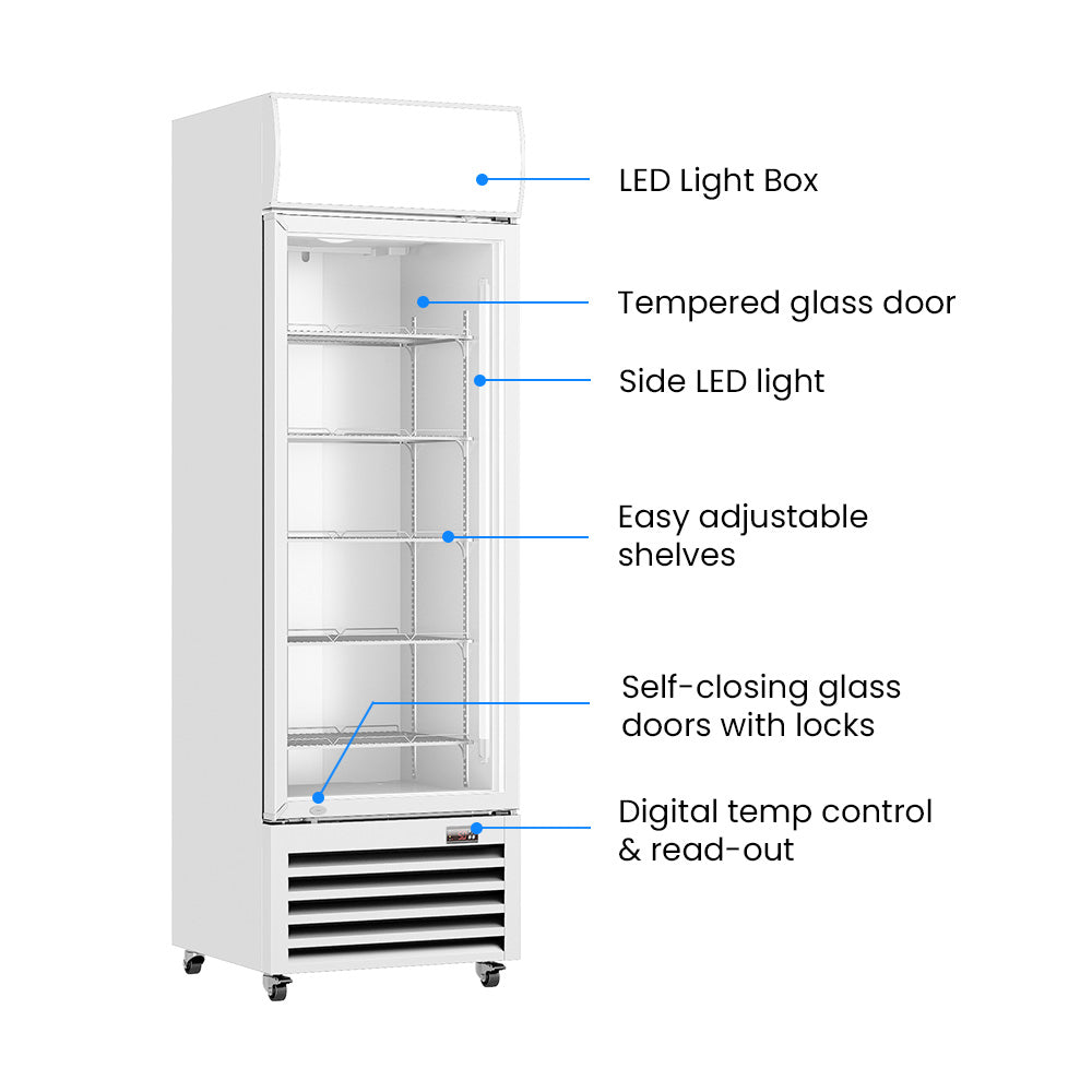Image of Thermaster LG-540P Single Glass Door Colourbond Upright Drink Fridge White