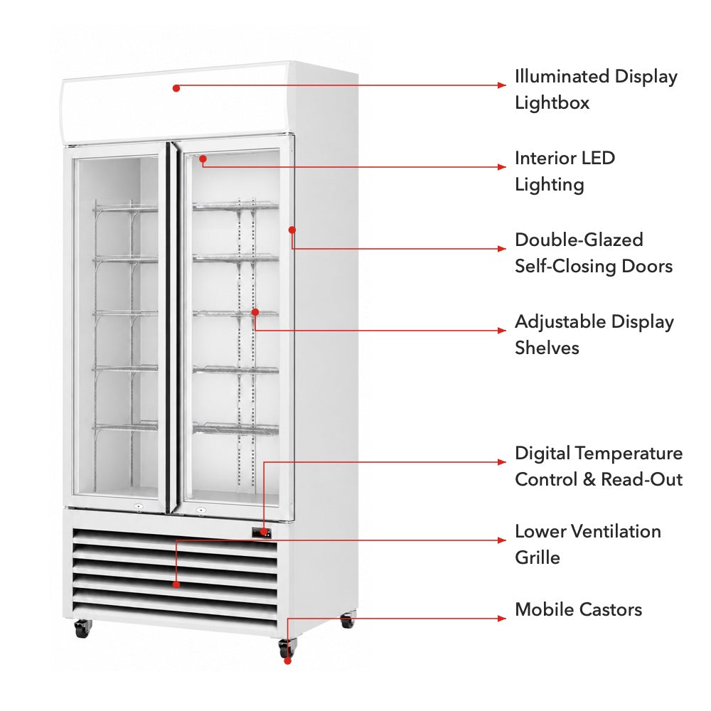Image of Thermaster LG-580P Double Glass Door Colourbond Upright Drink Fridge