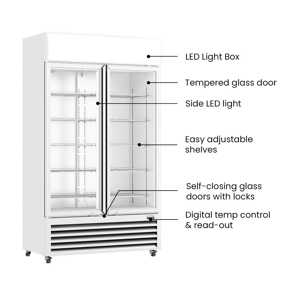 Image of Thermaster LG-730P Two Glass Door Colourbond Upright Drink Fridge