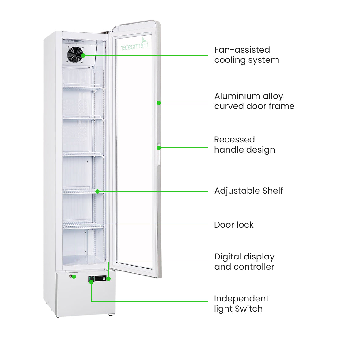Image of Thermaster LG166FA SlimFit Upright Glass Door Beverage Fridge