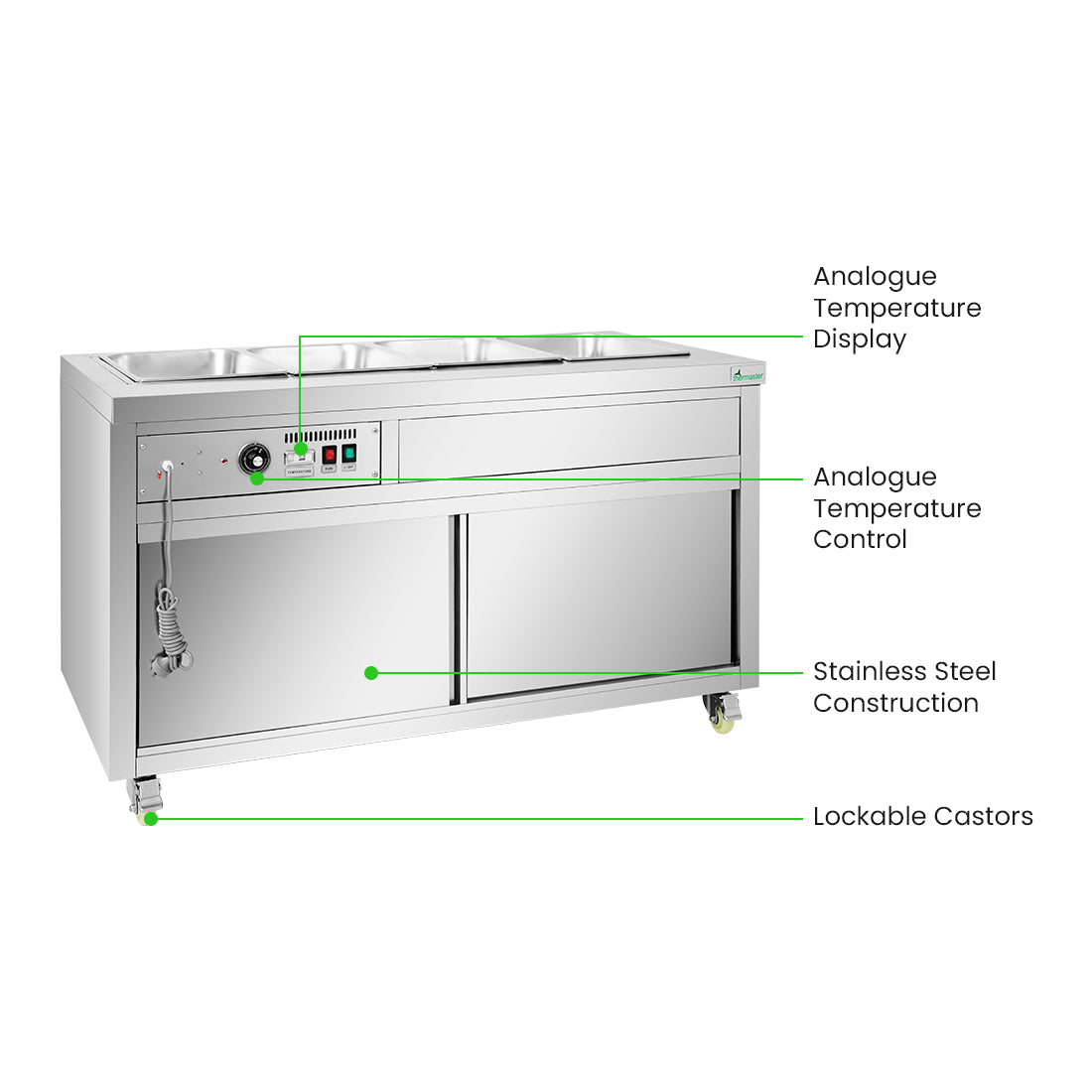 Image of Thermaster Premium Wet and Dry Bain Marie Food Display 4x1/1 GN Pans PG150FE-XB