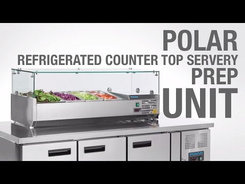 Image of Polar G608-A G-Series Countertop Prep Fridge 5x 1/4GN with Glass Sneeze guard