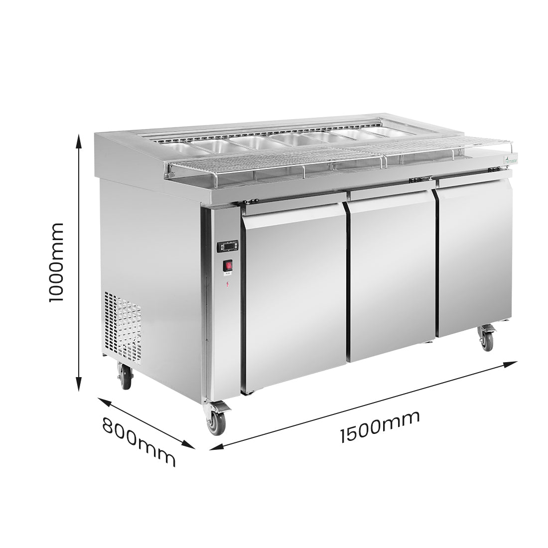Image of Thermaster PWB150 three door DELUXE Pizza Prep Bench