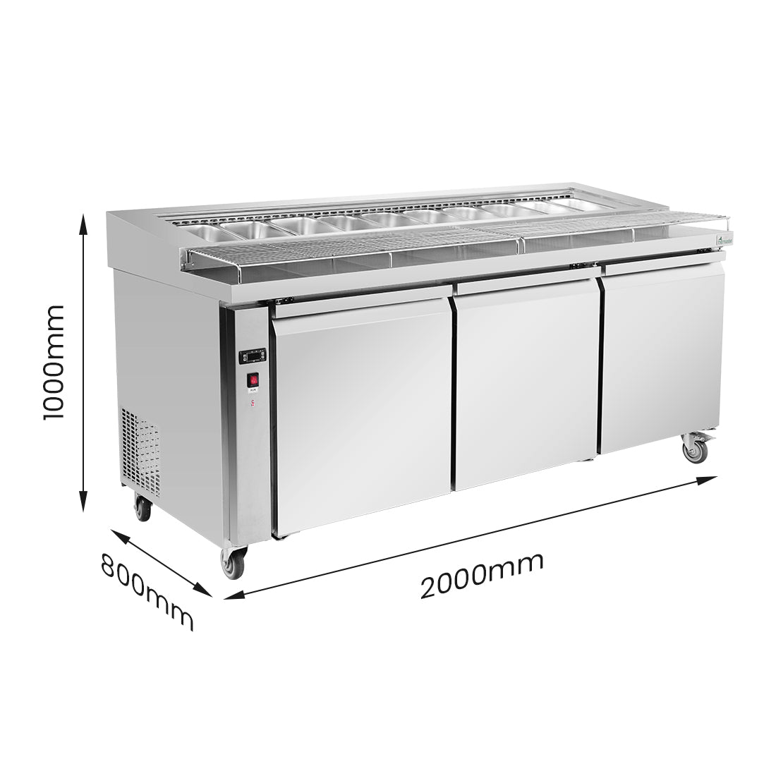 Image of Thermaster PWB200 Three door DELUXE Pizza Prep Bench