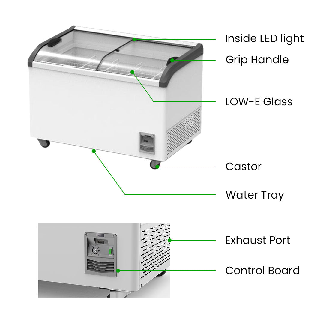 Image of Thermaster SD-406K Heavy Duty Supermarket Glass Sliding Lid Freezers 406L