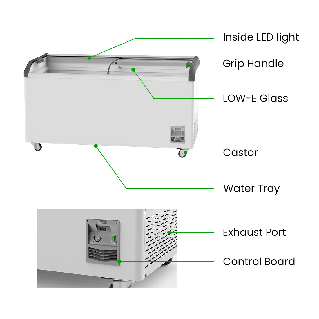 Image of Thermaster SD-576K Heavy Duty Supermarket Glass Sliding Lid Freezers 576L