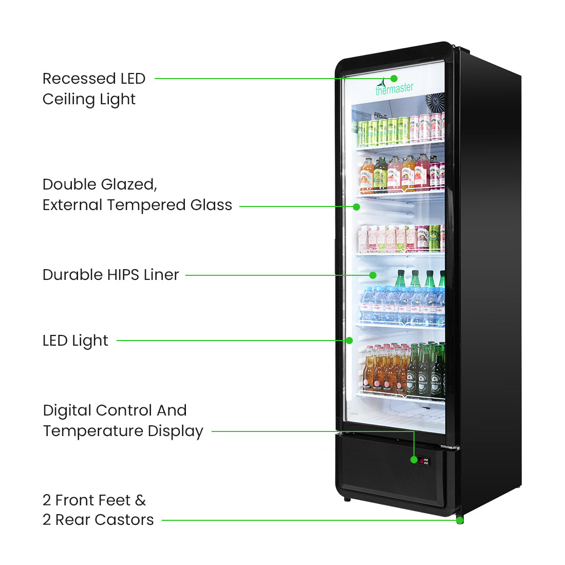 Image of Thermaster SDC-343B Upright Glass Door Beverage Fridge