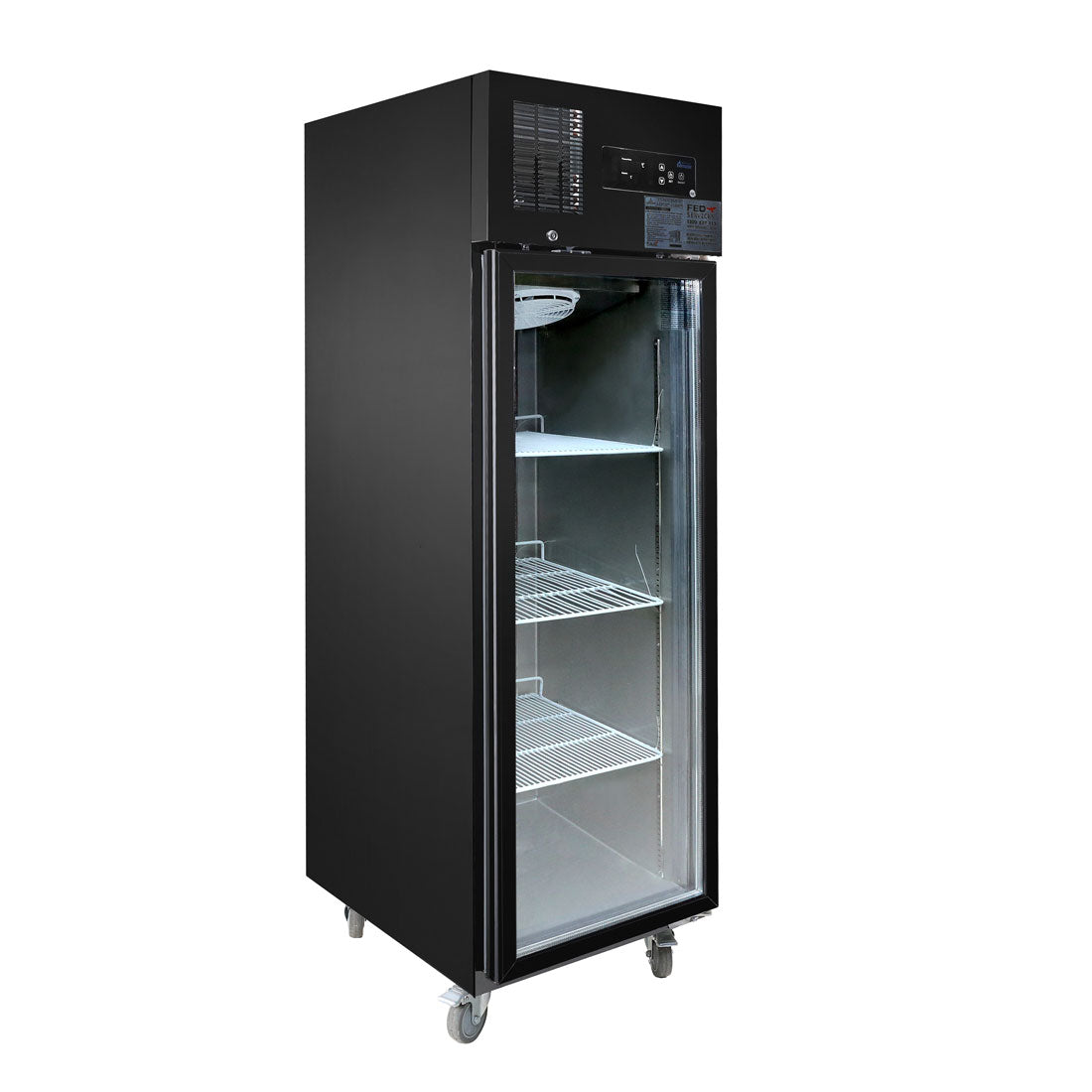 Image of Thermaster SUFG500B Single glass door upright freezer black stainless steel