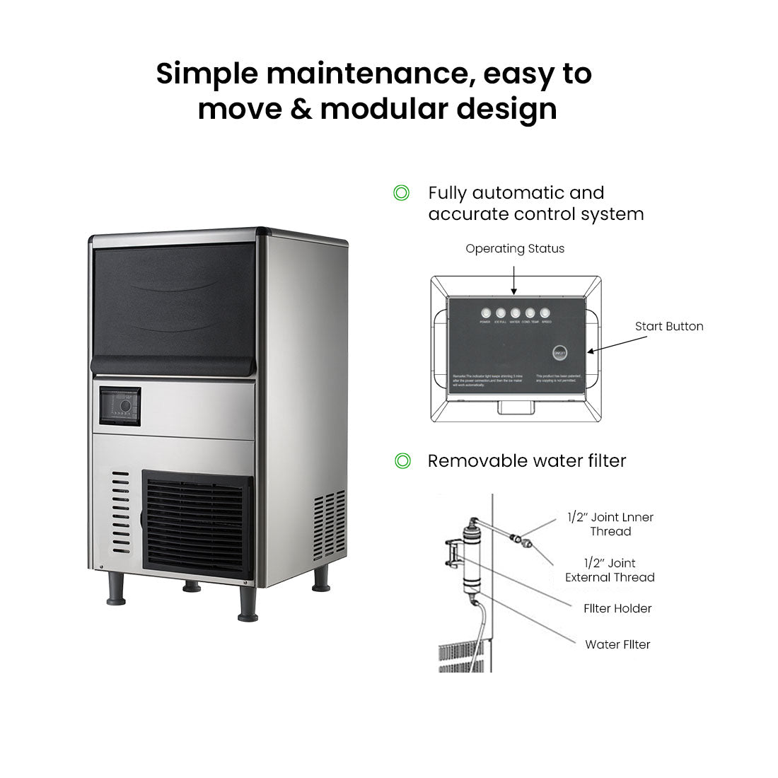 Image of Blizzard SN-068F Underbench Granular Ice Maker 60Kg