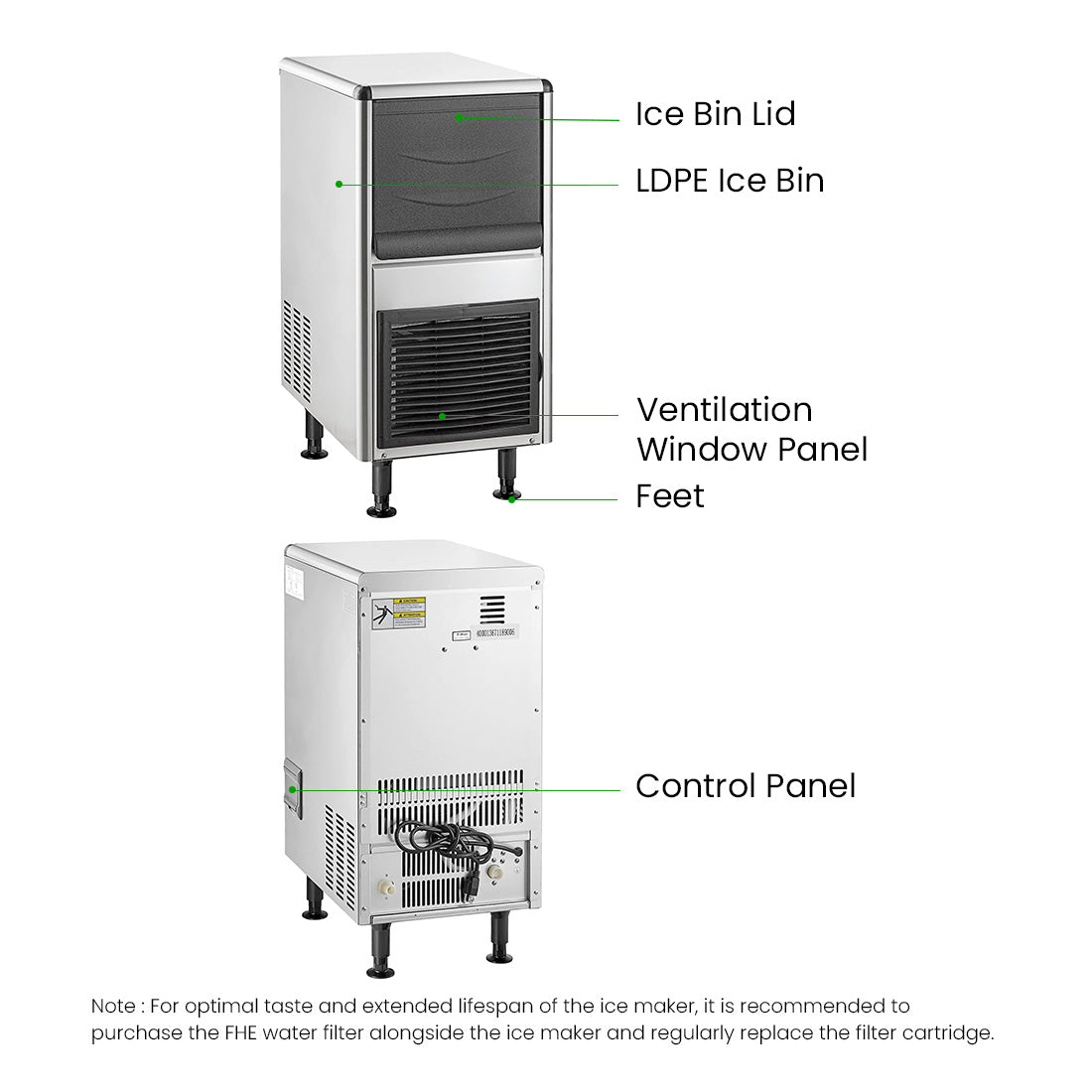 Image of Blizzard SN-25C Underbench Bullet Ice Maker 25Kg