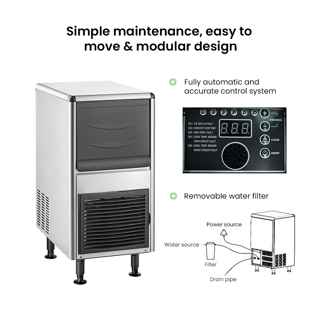 Image of Blizzard SN-25C Underbench Bullet Ice Maker 25Kg