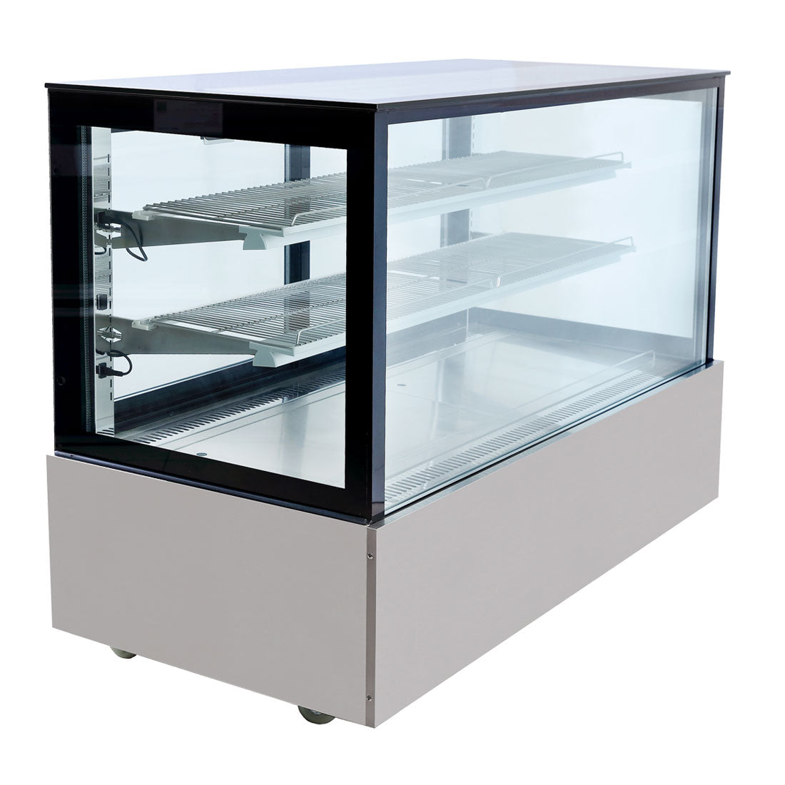 Image of Bonvue SSU150-2XB Black Trim Square Glass Cake Display 2 Shelves