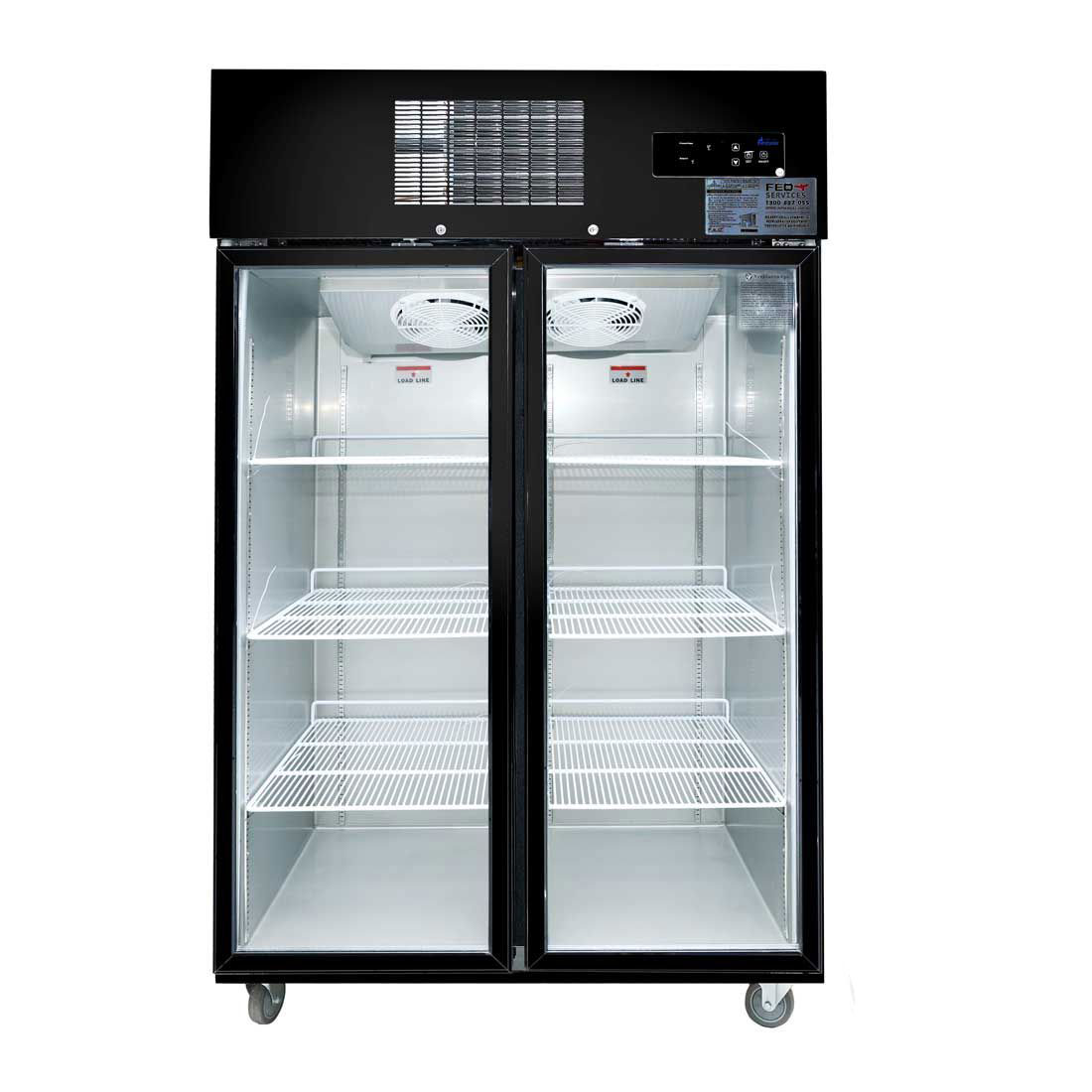 Image of Thermaster SUCG1000B Double Door Upright Display Fridge (Black)