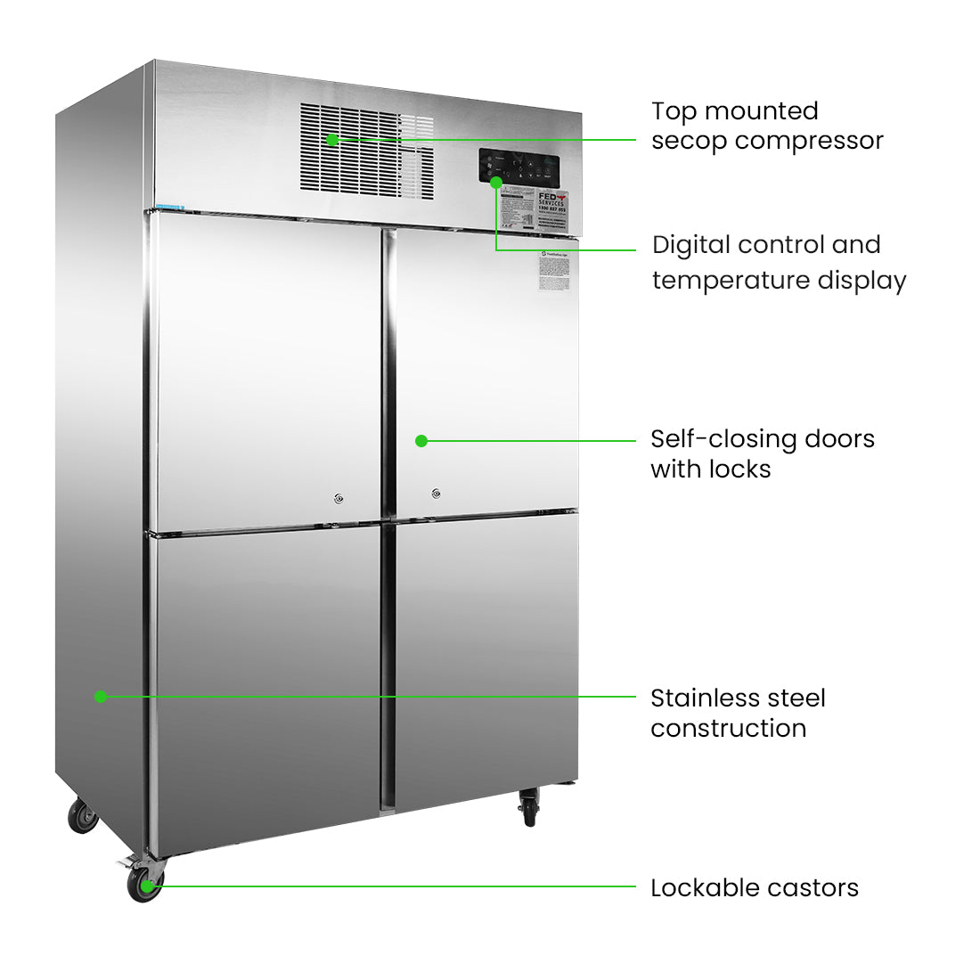 Image of Thermaster SUF1000 TROPICAL Thermaster 4 x Half door SS Freezer