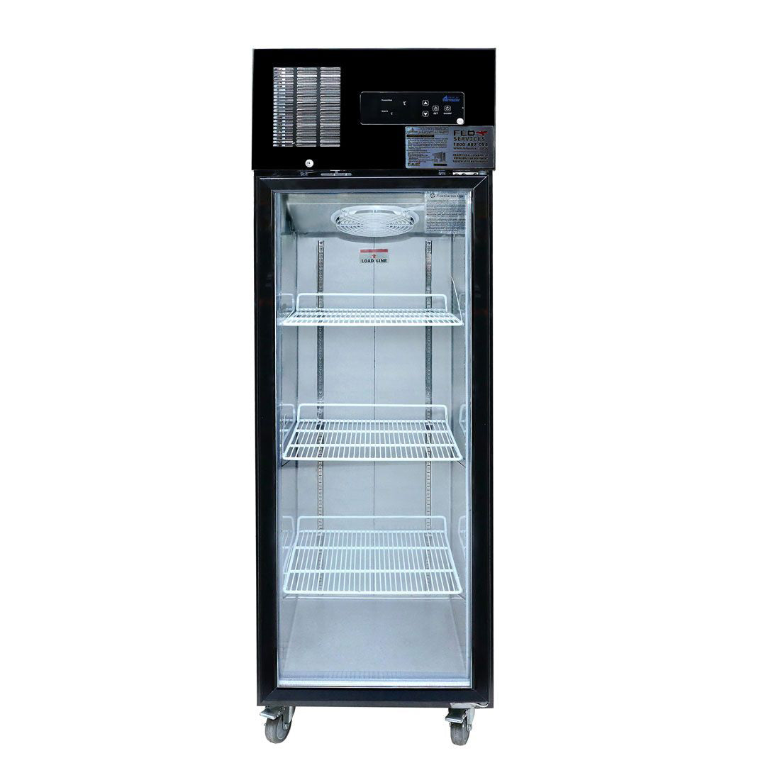 Image of Thermaster SUFG500B Single glass door upright freezer black stainless steel