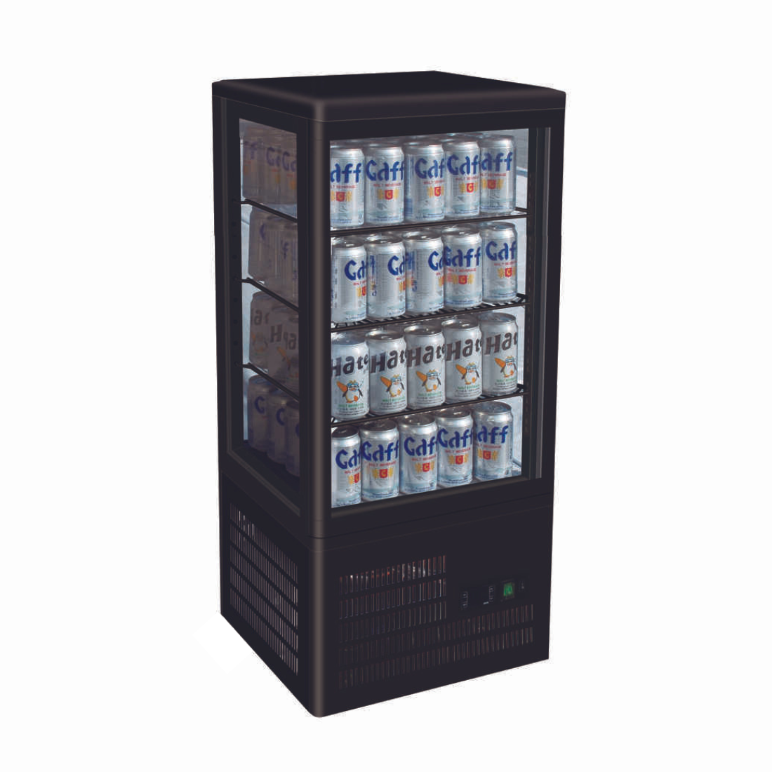 Image of Thermaster TCBD78B Four-Sided Countertop Beverage Display Fridge Black