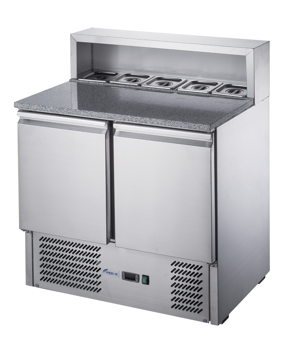 Image of FED-X XGNS900E Two Door Salad Prep Fridge with Marble Top
