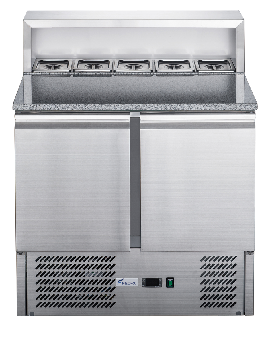 Image of FED-X XGNS900E Two Door Salad Prep Fridge with Marble Top