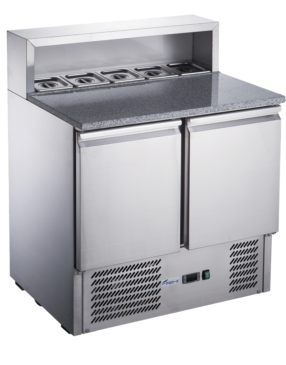 Image of FED-X XGNS900E Two Door Salad Prep Fridge with Marble Top