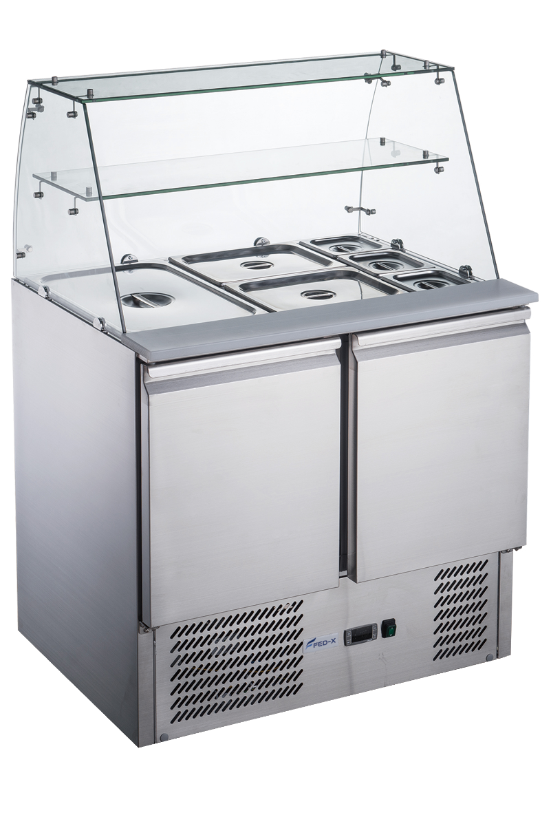 Image of FED-X XS900GC Two Door Salad Prep Fridge with Glass Top
