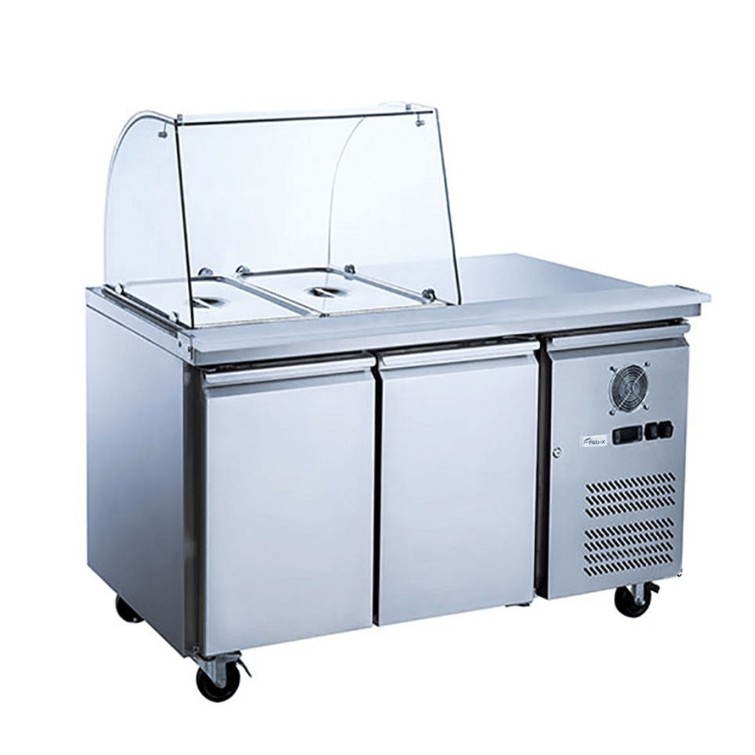 Image of FED-X XTHP2100SALGC Two Door Salad Prep Fridge with Curve Glass Top