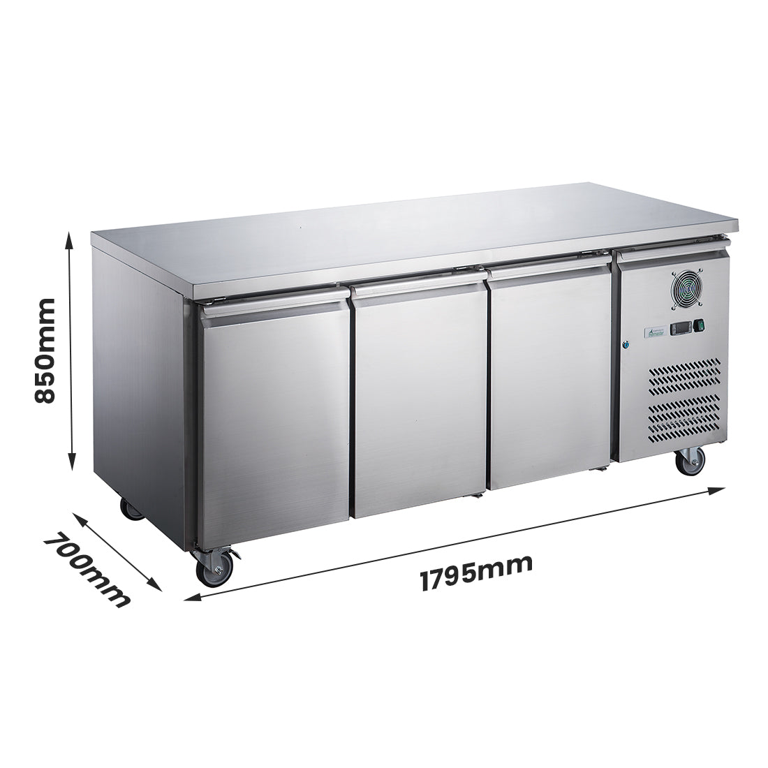 Image of FED-X XUB7C18S3V S/S Three Door Bench Fridge