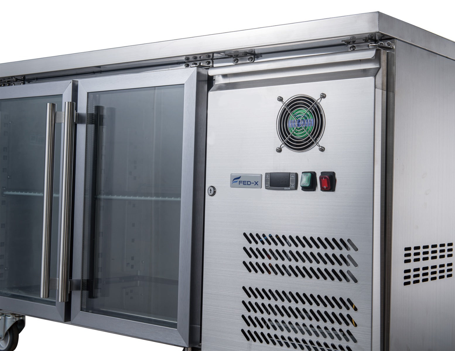 Image of FED-X XUB6C13G2V Two Glass Door Bench Fridge Stainless Steel